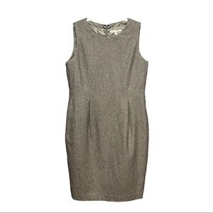 Shade Wool Blend Sheath Dress Gray Sleeveless Box Pleats Business Casual Knee 12